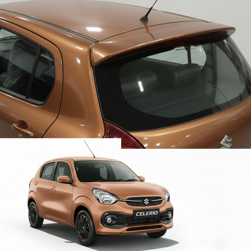 Auto Pearl FRP/ABS Drill Free Roof Spoiler Compatible with Celerio | Car Spoiler Without Brake Light