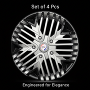 Auto Pearl 14 Inch Wheel Cover Hub Caps - Silver Black | Set of 4 | Press Fit
