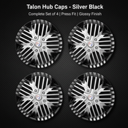 Auto Pearl 14 Inch Wheel Cover Hub Caps - Silver Black | Set of 4 | Press Fit