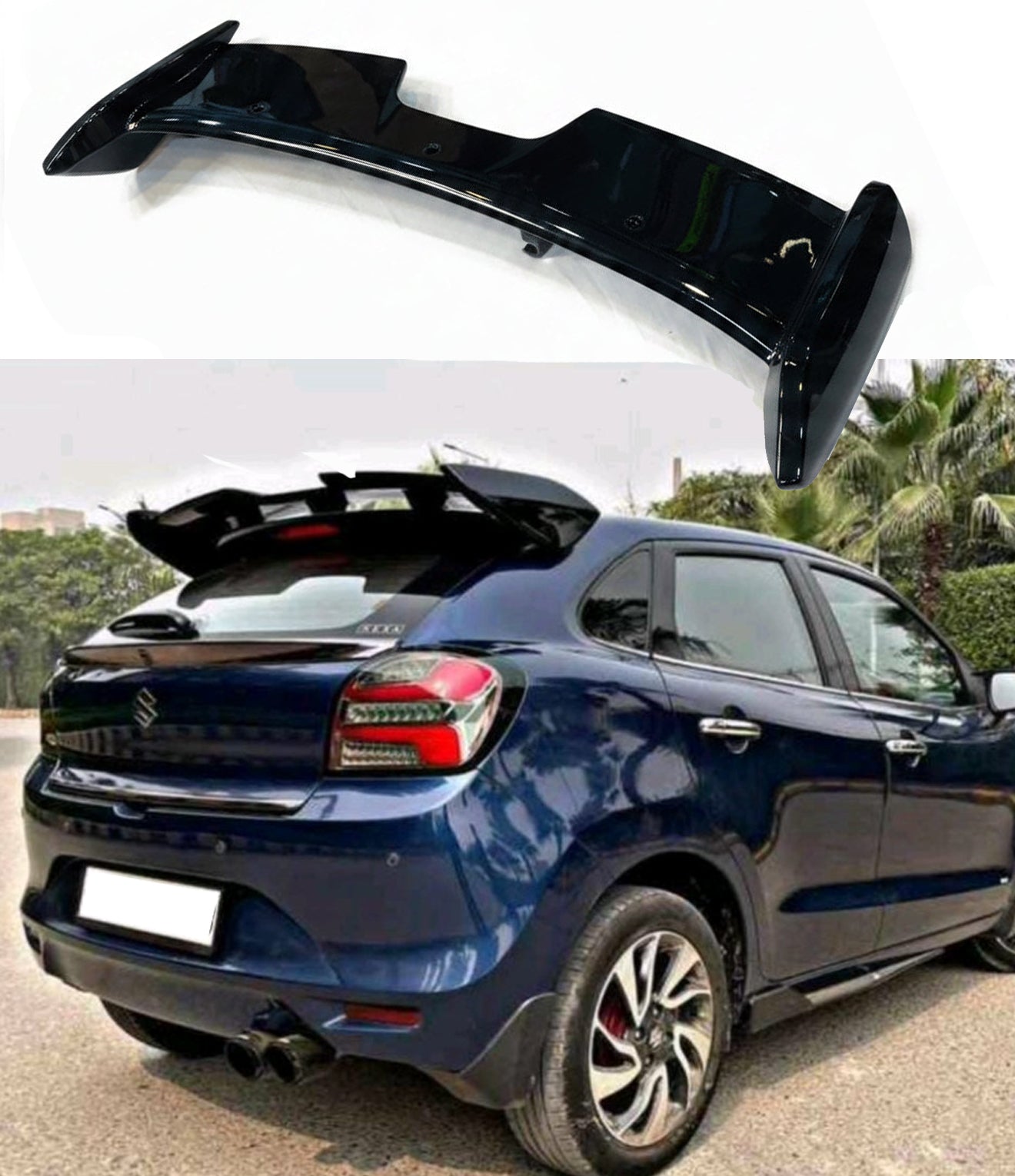 Auto Pearl ABS Monster Roof Spoiler Compatible with Baleno | Car Spoiler with Light Weight | Color - Black
