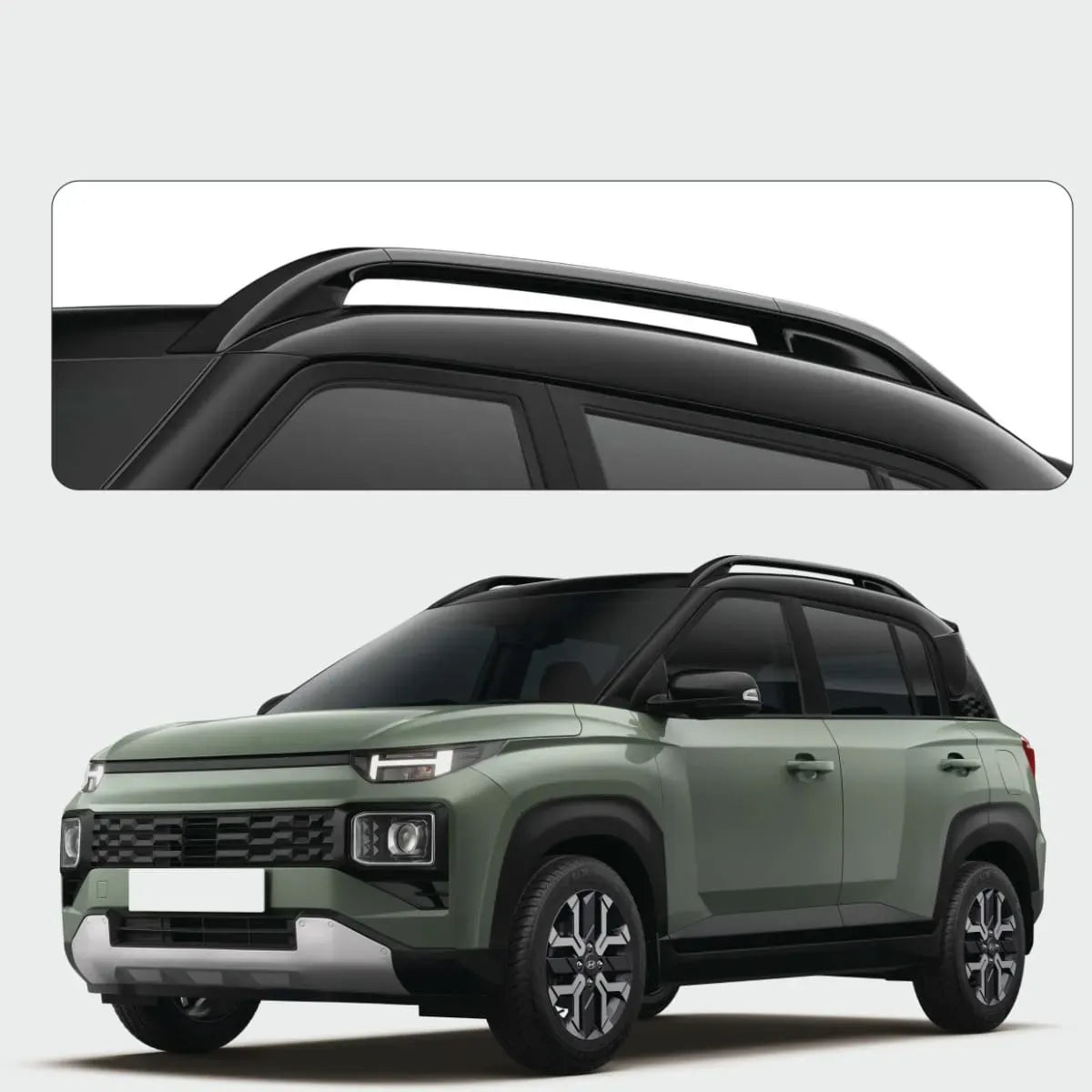 Auto Pearl Glossy Black Roof Rails Compatible with Hyundai Exter 2023 Onwards (Set of 2)
