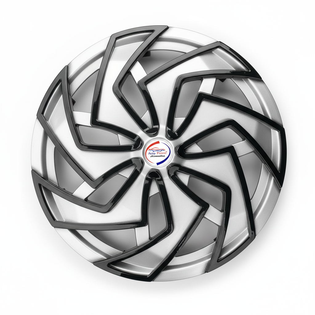 Auto Pearl Dual Spoke Wheel Cover Hub Caps - Silver Black | 13/14/15 Inch | Set of 4 | Press Fit