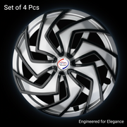 Auto Pearl Dual Spoke Wheel Cover Hub Caps - Silver Black | 13/14/15 Inch | Set of 4 | Press Fit