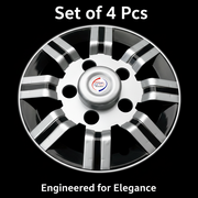 Auto Pearl 15 inch Dual Spoke Series Wheel Hub Caps - Silver Black | Set of 4 | Press Fit