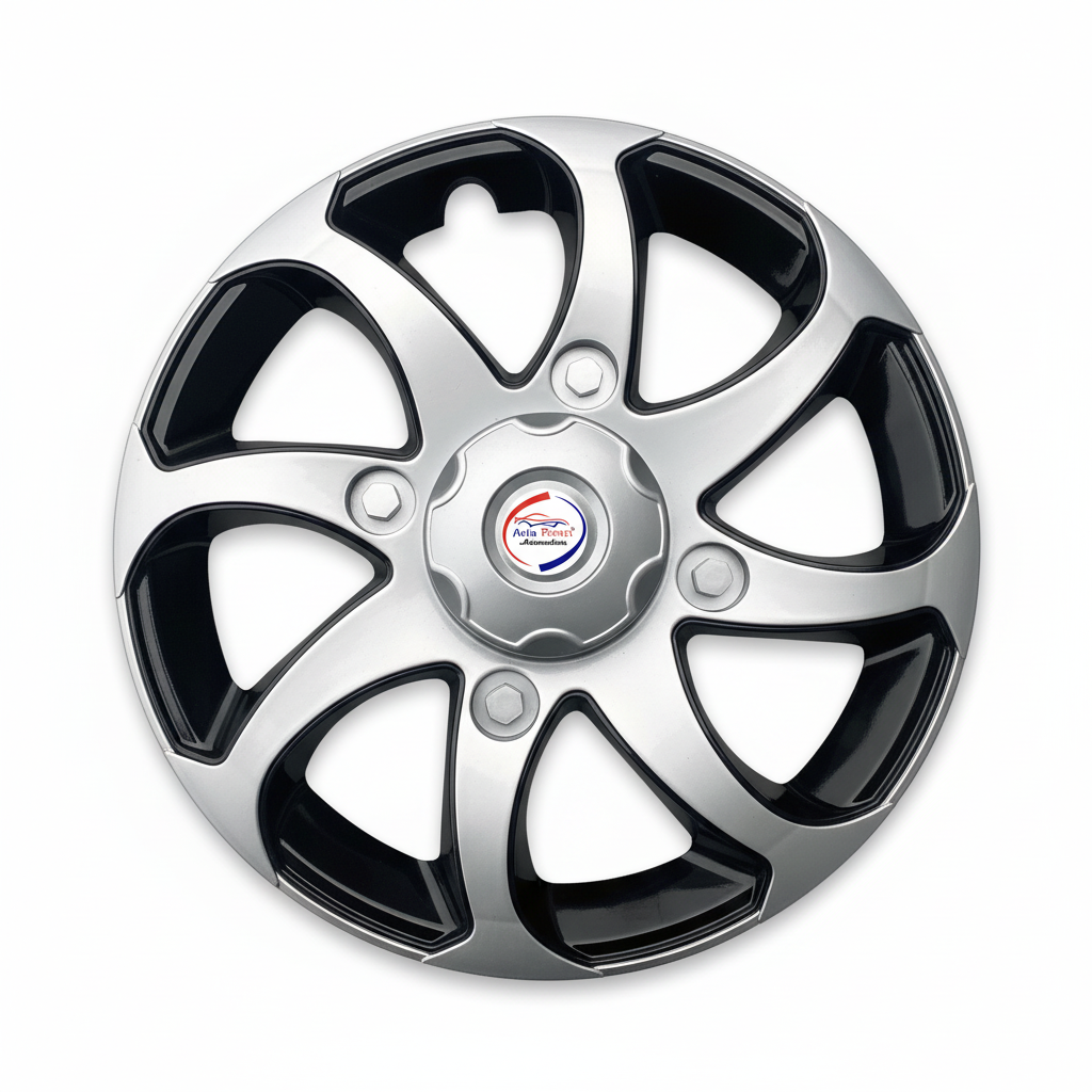 Auto Pearl Swirl Series Wheel Cover Hub Caps - Silver Black | 15 Inch | Set of 4 | Press Fit