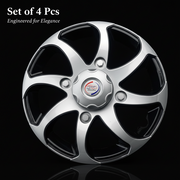 Auto Pearl Swirl Series Wheel Cover Hub Caps - Silver Black | 15 Inch | Set of 4 | Press Fit