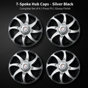 Auto Pearl Swirl Series Wheel Cover Hub Caps - Silver Black | 15 Inch | Set of 4 | Press Fit
