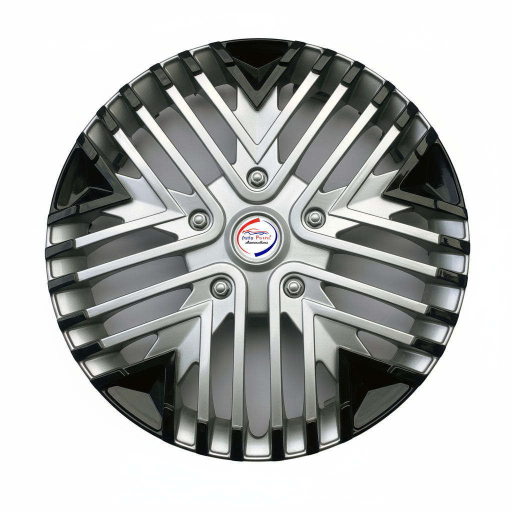 Auto Pearl 14 Inch Wheel Cover Hub Caps - Silver Black | Set of 4 | Press Fit