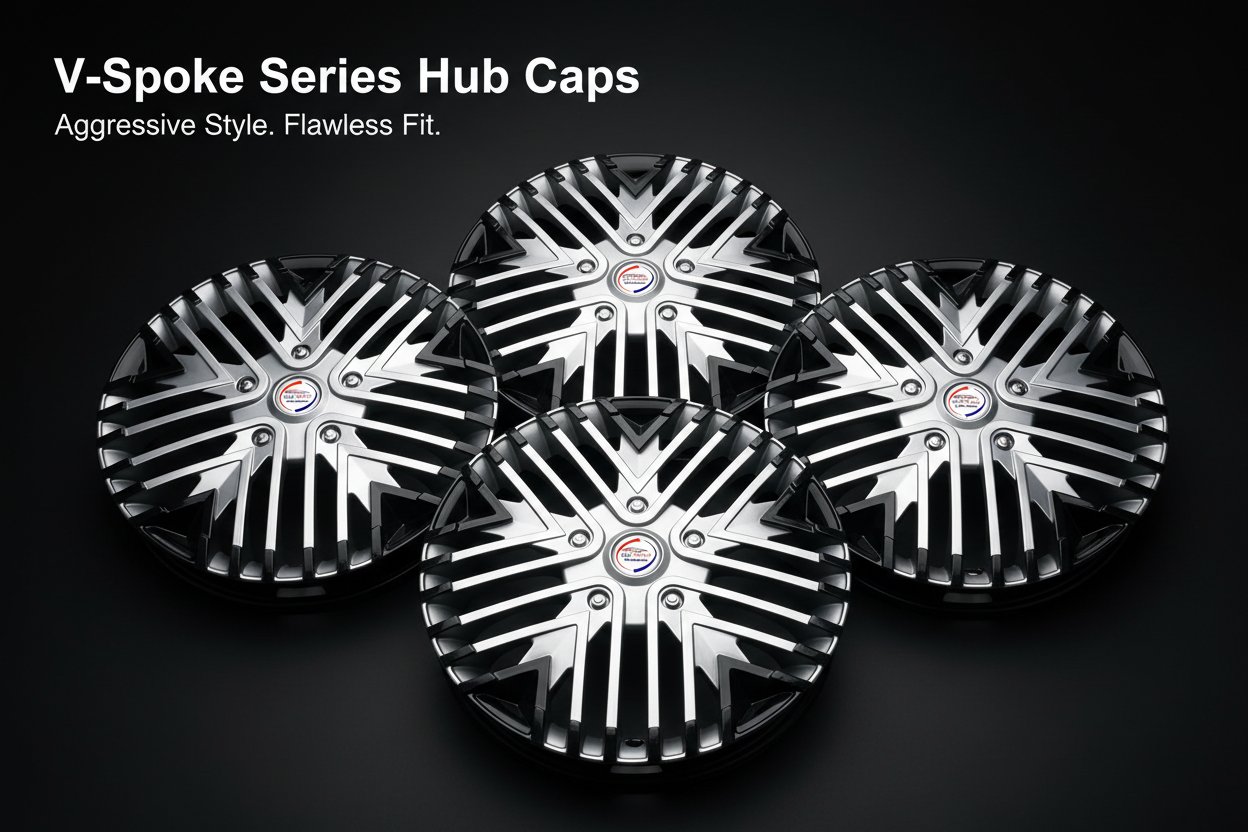 Auto Pearl 14 Inch Wheel Cover Hub Caps - Silver Black | Set of 4 | Press Fit