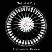 Auto Pearl Swirl Series Wheel Cover Hub Caps - Silver Black | 14/15 Inch | Set of 4 | Press Fit