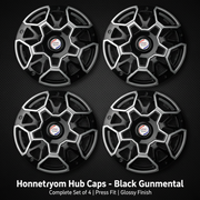 Auto Pearl 15 Inch Swirl Series Wheel Hub Caps - Black Silver | Set of 4 | Press Fit