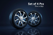 Auto Pearl Swirl Series Wheel Cover Hub Caps - Silver Black | 15 Inch | Set of 4 | Press Fit