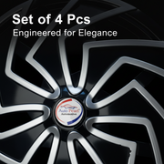 Auto Pearl Dual Spoke Wheel Cover Hub Caps - Black Silver | 13/14/15 Inch | Set of 4 | Press Fit
