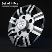 Auto Pearl 15 inch Dual Spoke Series Wheel Hub Caps - Silver Black | Set of 4 | Press Fit