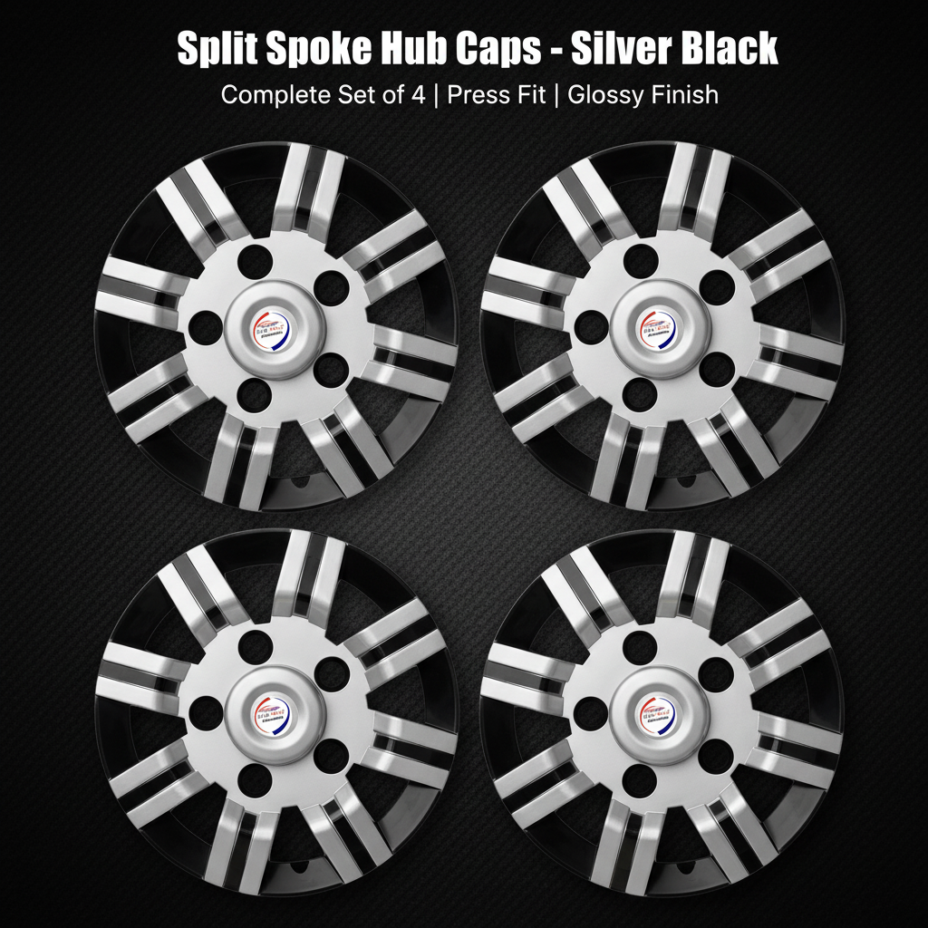 Auto Pearl Dual Spoke Hub Caps - White Background
