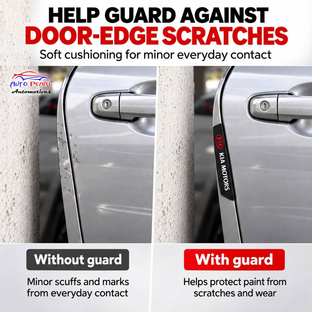 Car Door Edge Guard for KIA Models, Anti Scratch Door Protector, Soft Rubber & Silicone Shock Absorber | Prevents Dents & Paint Damage | Universal Fit Car Door Protection Strip (Black, Set of 4)