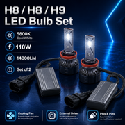 Auto Pearl 2-Side H8/H9 LED Bulb Car 110W-12V 12000LM 6000K Ultra White light (Headlight Bulb) compatible with All Car (Pack of 2)