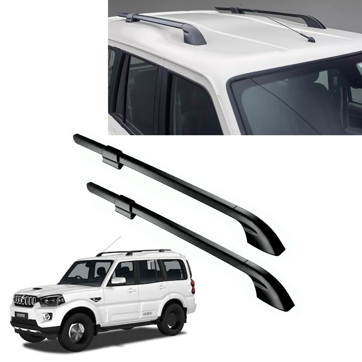 O.E. Type Roof Rail for Scorpio  (Set of 2)|Black