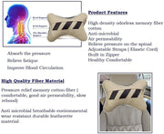 Beige, Black Leatherite Car Pillow Cushion for Car (Rectangular, Pack of 2)