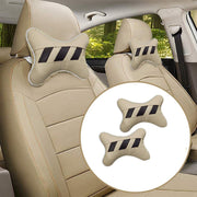 Beige, Black Leatherite Car Pillow Cushion for Car (Rectangular, Pack of 2)