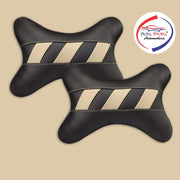 Black, Beige Fabric Car Pillow Cushion for Universal For Car (Rectangular, Set of 2)