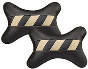 Black, Beige Fabric Car Pillow Cushion for Universal For Car (Rectangular, Set of 2)