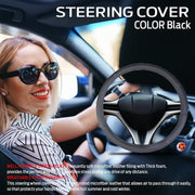 Ring Type Car Steering Wheel Cover Universal Genuine PU Non-Slip Natural Rubber Well Padded Grip Breathable Leatherite