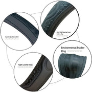Ring Type Car Steering Wheel Cover Universal Genuine PU Non-Slip Natural Rubber Well Padded Grip Breathable Leatherite