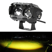 Auto Pearl Motorcycle 2-Projector Lens Driving Lights Yellow / White LED Spot light 15W Dual Color Mode Fog Lights compatible with All Bike and Car
