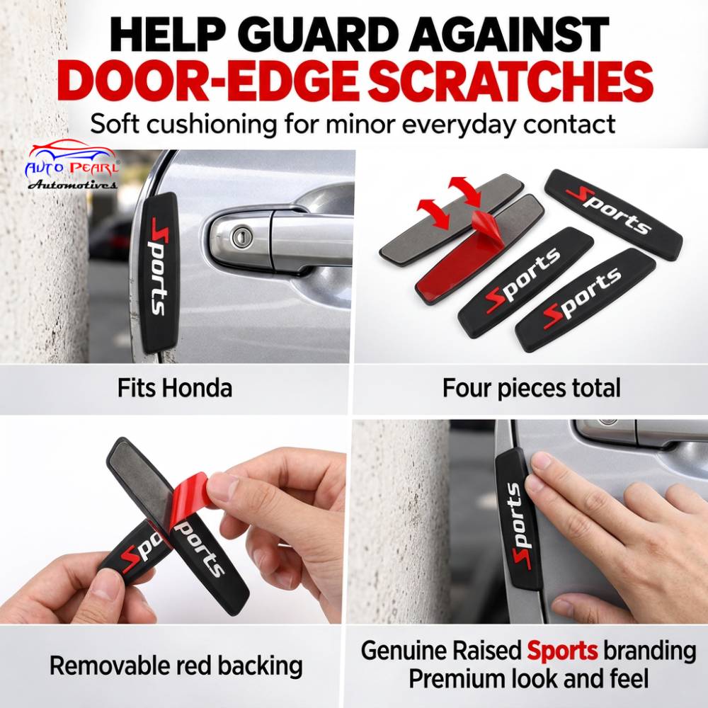 Car Door Edge Guard for Sportz Models, Anti Scratch Door Protector, Soft Rubber & Silicone Shock Absorber | Prevents Dents & Paint Damage | Universal Fit Car Door Protection Strip (Black, Set of 4)
