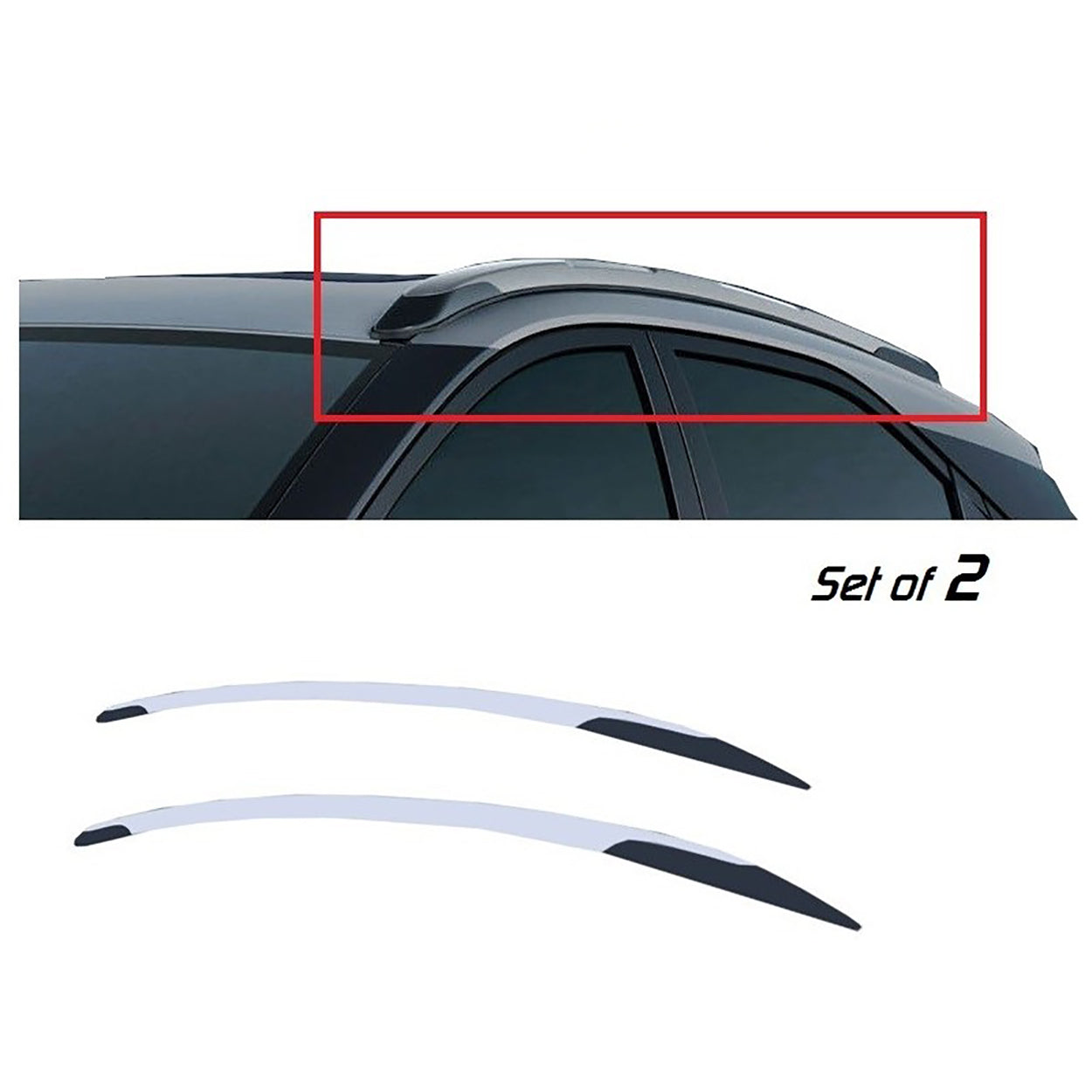 O.E. Type Roof Rail for Nexon 2021 (Set of 2)|Silver Black