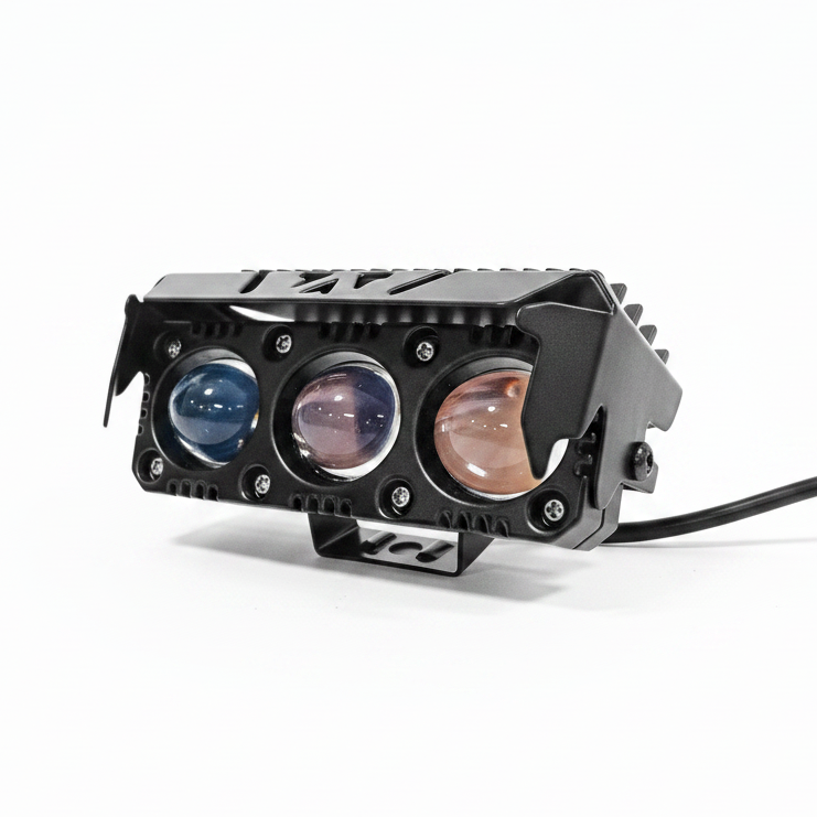 Auto Pearl Motorcycle 3-Projector Lens Driving Lights Yellow/White LED Spot light 20W Dual Color Mode Fog Lights (Pack of 1)