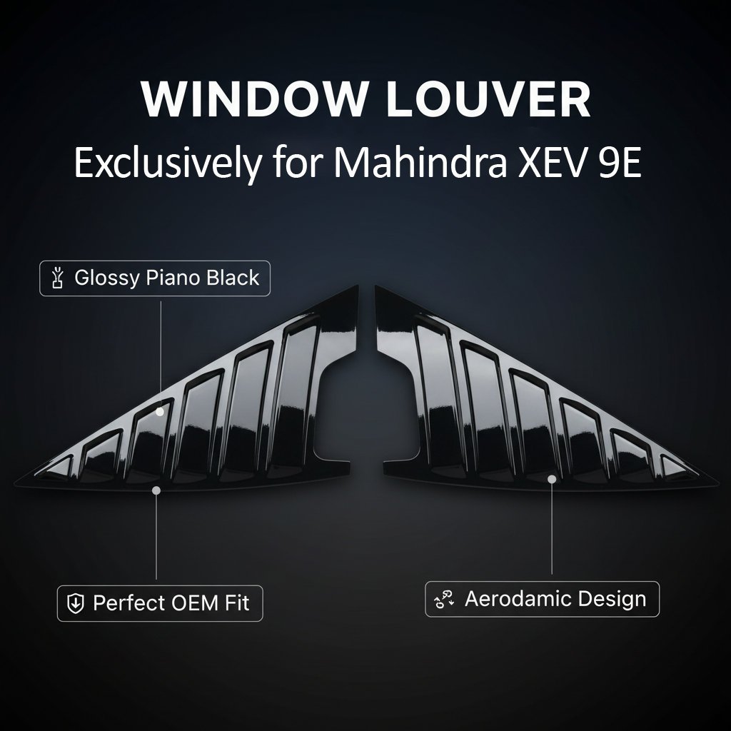 Auto Pearl Mahindra XEV 9e Window Louver | Glossy Piano Black | Rear Quarter Window | Left & Right Set